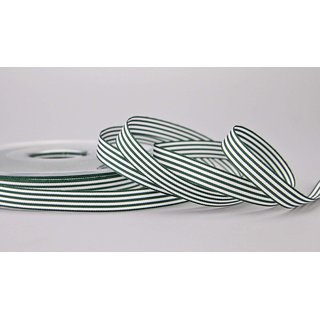 Dekoband STRIPES in DUNKELGRN / WEISS 25 m x 9 mm Geschenkband aus Stoff mit Streifen Muster