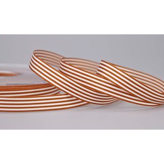 Dekoband STRIPES in HELLBRAUN / WEISS 25 m x 9 mm Geschenkband aus Stoff mit Streifen Muster