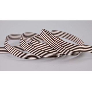 Dekoband STRIPES in DUNKELBRAUN / WEISS 3 m x 9 mm Geschenkband aus Stoff mit Streifen Muster