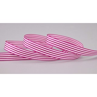 Dekoband STRIPES in PINK / WEISS 3 m x 9 mm Geschenkband aus Stoff mit Streifen Muster