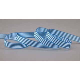 Dekoband STRIPES in AQUABLAU / WEISS 3 m x 9 mm Geschenkband aus Stoff mit Streifen Muster