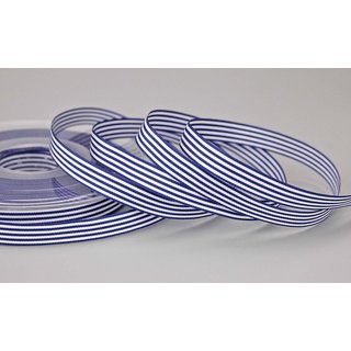 Dekoband STRIPES in BLAU / WEISS 25 m x 9 mm Geschenkband aus Stoff mit Streifen Muster