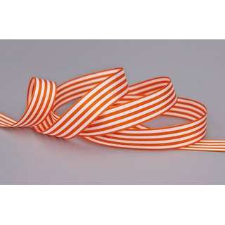 Dekoband STRIPES in ORANGE / WEISS 25 m x 16 mm...