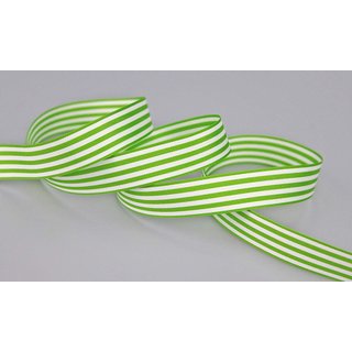 Dekoband STRIPES in GRN / WEISS 25 m x 16 mm Geschenkband aus Stoff mit Streifen Muster