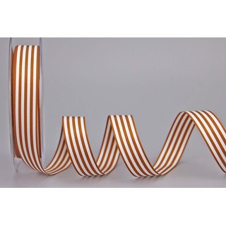 Dekoband STRIPES in HELLBRAUN / WEISS 3 m x 16 mm Geschenkband aus Stoff mit Streifen Muster