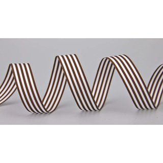Dekoband STRIPES in DUNKELBRAUN / WEISS 3 m x 16 mm...