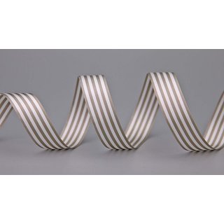 Dekoband STRIPES in TAUPE / WEISS 25 m x 16 mm...