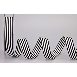 Dekoband STRIPES in SCHWARZ / WEISS 25 m x 16 mm...