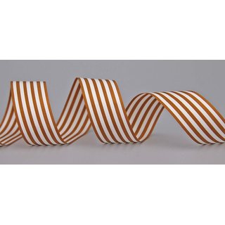 Dekoband STRIPES in HELLBRAUN / WEISS 25 m x 25 mm...