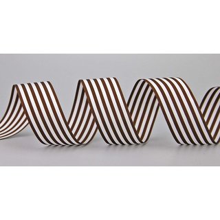Dekoband STRIPES in DUNKELBRAUN / WEISS 3 m x 25 mm...