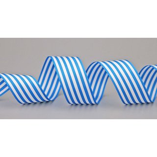 Dekoband STRIPES in AQUABLAU / WEISS 25 m x 25 mm...