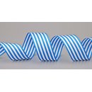 Dekoband STRIPES in AQUABLAU / WEISS 25 m x 25 mm...