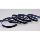 Samtband DUNKELBLAU mit Goldkante; 9 mm breit, Meterware