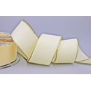 Samtband CREME mit Goldkanten 1 m x  36 mm Meterware