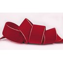 Samtband ROT mit Goldkanten 1 m x 36 mm Meterware