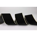 Samtband SCHWARZ mit Goldkanten 1 m x 36 mm Meterware