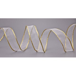 Chiffonband WEISS mit GOLDKANTE 3 m x 25 mm |...