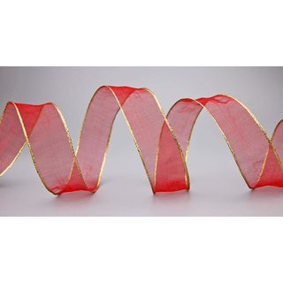 Chiffonband ROT mit GOLDKANTE 3 m x 25 mm |...