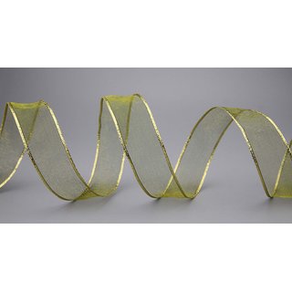 Chiffonband OLIV mit GOLDKANTE 20 m x 25 mm |...