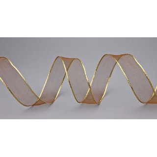 Chiffonband BRAUN mit GOLDKANTE 3 m x 25 mm |...