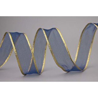 Chiffonband BLAU mit GOLDKANTE 3 m x 25 mm |...
