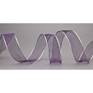 Chiffonband LILA mit SILBERKANTE 3 m x 25 mm |...