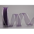 Chiffonband LILA  mit SILBERKANTE 20 m x 25 mm |...