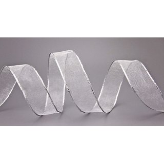 Chiffonband WEISS mit SILBERKANTE 3 m x 25 mm |...
