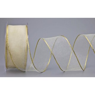 Chiffonband WEISS mit GOLDKANTE 20 m x 40 mm |...