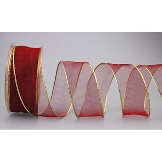 Chiffonband BORDEAUX mit GOLDKANTE 20 m x 40 mm |...
