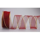 Chiffonband BORDEAUX mit GOLDKANTE 20 m x 40 mm |...
