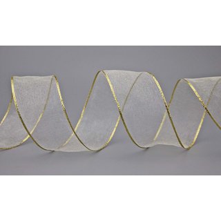 Chiffonband CREME mit GOLDKANTE 3 m x 40 mm |...