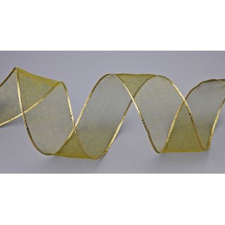 Chiffonband OLIV mit GOLDKANTE 3 m x 40 mm |...