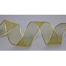 Chiffonband OLIV mit GOLDKANTE 3 m x 40 mm |...