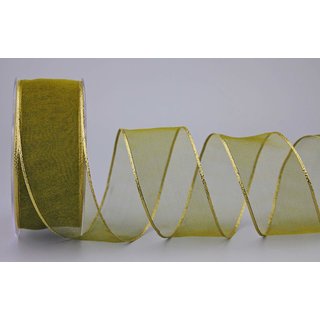 Chiffonband OLIV mit GOLDKANTE 20 m x 40 mm |...
