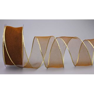 Chiffonband BRAUN mit GOLDKANTE 20 m x 40 mm |...
