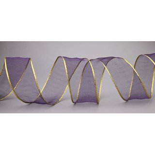 Chiffonband LILA mit GOLDKANTE 3 m x 40 mm |...