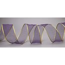 Chiffonband LILA mit GOLDKANTE 3 m x 40 mm |...