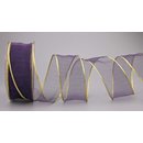 Chiffonband LILA mit GOLDKANTE 20 m x 40 mm |...