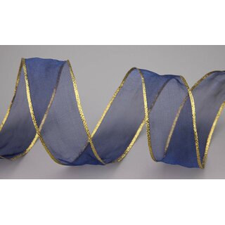 Chiffonband BLAU mit GOLDKANTE 3 m x 40 mm | Chiffon Blau...