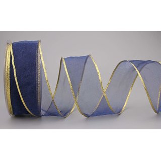 Chiffonband BLAU mit GOLDKANTE 20 m x 40 mm |...