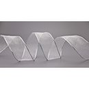 Chiffonband WEISS mit SILBERKANTE 3 m x 40 mm |...