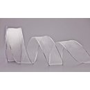 Chiffonband WEISS mit SILBERKANTE 20 m x 40 mm |...