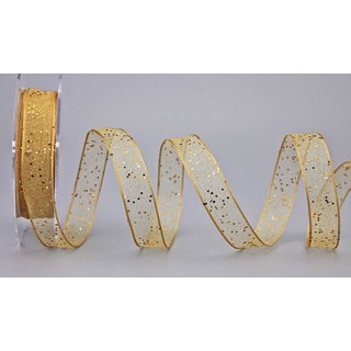 20 m x 15 mm Dekoband GLITZER GOLD Geschenkband glänzend...