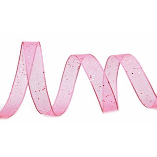 3 m x 15 mm Dekoband GLITZER ROSA Geschenkband glänzend...