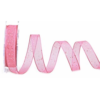 20 m x 15 mm Dekoband GLITZER ROSA Geschenkband glänzend...