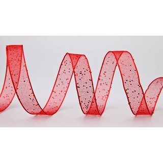 3 m x 15 mm Dekoband GLITZER ROT Geschenkband glänzend...