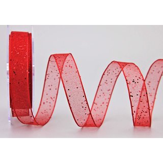 20 m x 15 mm Dekoband GLITZER ROT Geschenkband glänzend...