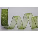 20 m x 25 mm Dekoband GLITZER GRN Geschenkband glnzend...