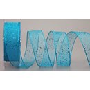 20 m x 25 mm Dekoband GLITZER TRKIS Geschenkband...